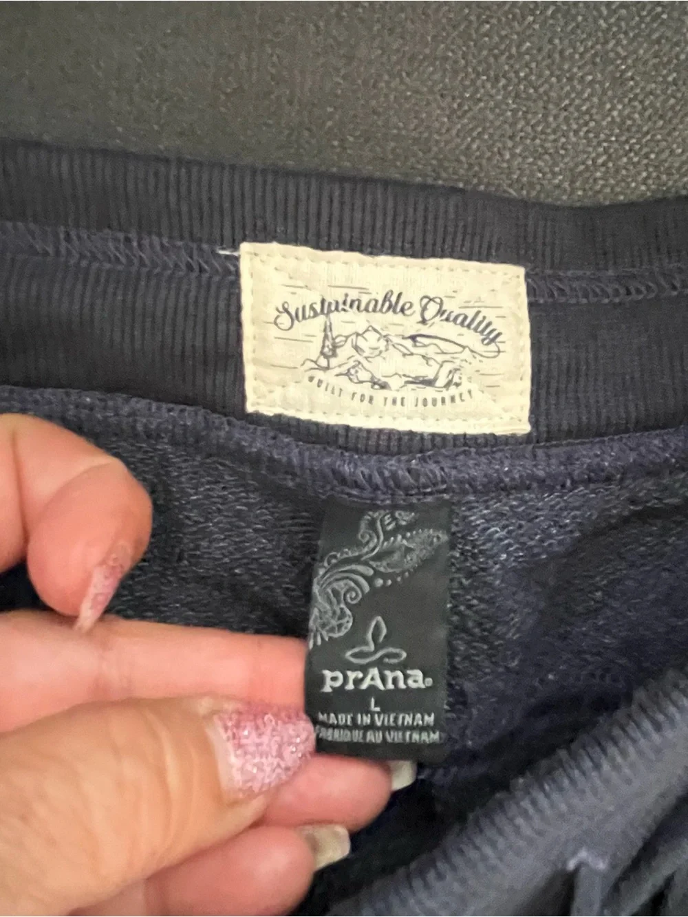 ✨prAna Cozy Up Navy Midi Drawstring Everyday Pencil Skirt  Back Slit SZ L✨